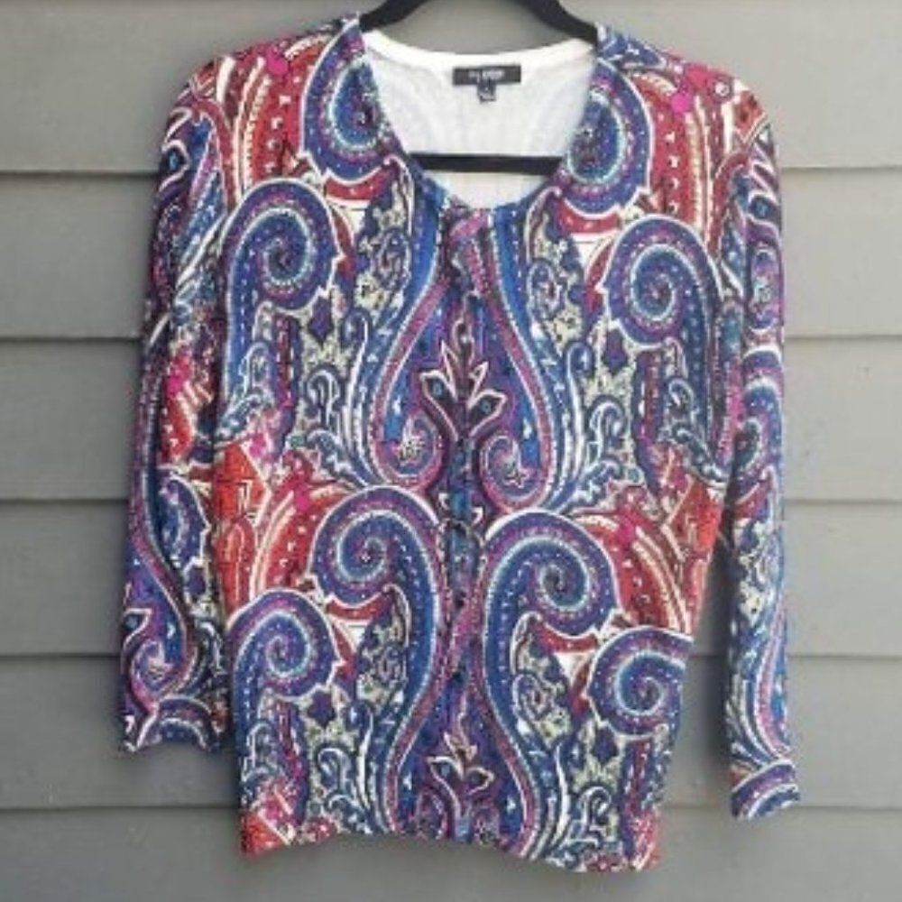Premise Paisley Cardigan Sweater Size Large